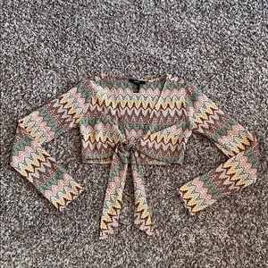 Forever 21, multi-colored long sleeve crop top!